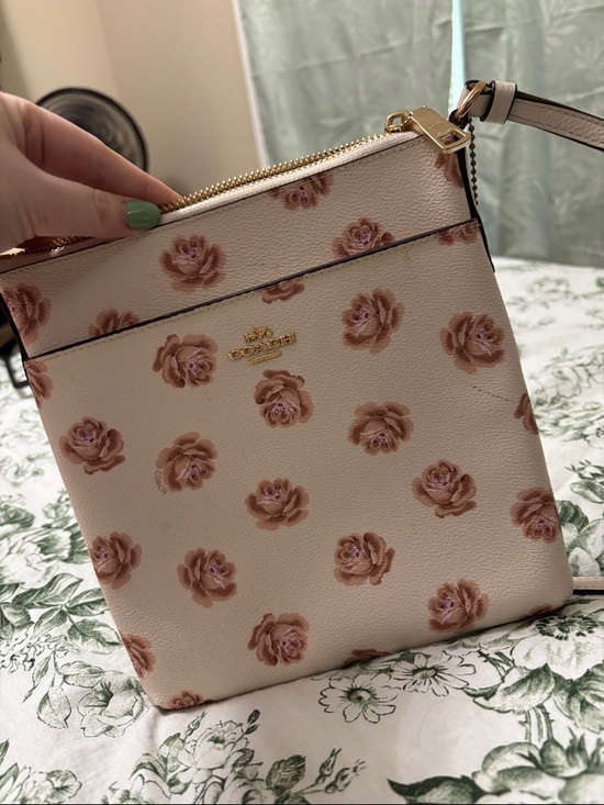 Coach Handbags - Coach Pink Floral Crossbody Bag with Gold Logo